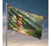 Drapeaux amusants Jardin enchanté : un bouquet de fées de trèfle, affiches cool pour les gars drapeaux de collège pour dortoir (30 x 45 cm)