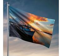 Drapeaux amusants pour bateau amarré au coucher du soleil avec drapeau du ciel vif décorations de cour arrière (152 x 244 cm)