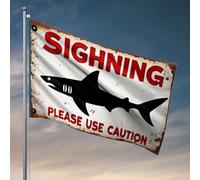 Drapeaux amusants pour chambre avec requin, avertissement d'utilisation, drapeau de maison d'hiver, drapeau cool (60 x 90 cm)