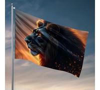 Drapeaux amusants pour chambre d'adolescentes et filles - Doré - Drapeaux du conte de lion majestueux à accrocher dans votre chambre de garçon (60 x 90 cm)