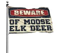 Drapeaux amusants pour chambre d'adolescentes et filles - Méfiez-vous de l'élan et du cerf - Décoration de camping - Décoration de grotte pour homme (120 x 180 cm)