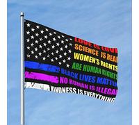 Drapeaux amusants pour chambre d'adolescentes et filles - Science Is Real Black Lives Matter Blm - Drapeau arc-en-ciel - Décoration de camping - Décoration de grotte pour homme (60 x 90 cm)