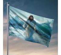 Drapeaux amusants pour chambre d'adolescentes Jésus marchant sur l'eau : une image symbolique drapeau homme cabe décor printemps jardin drapeau (30 x 45 cm)