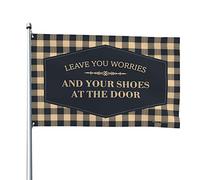 Drapeaux amusants pour chambre de dortoir avec inscription « Leave You Worries And Your Shoes At The Door » - Drapeaux décoratifs pour chambre d'adolescentes (60 x 90 cm)