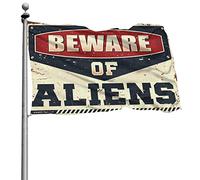 Drapeaux amusants pour chambre de dortoir, inscription « Beware of Aliens » - Drapeaux décoratifs pour chambre d'adolescentes (30 x 45 cm)
