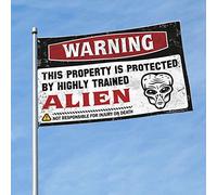Drapeaux amusants pour chambre de dortoir « This Property Is Protected By A Highly Trained Alien Flag » pour décoration de chambre d'adolescente (30 x 45 cm)