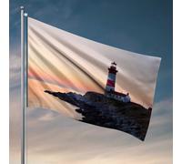 Drapeaux amusants pour chambre de gars coucher de soleil sur le phare côtier drapeaux à accrocher dans votre chambre drapeau de jardin drôle (120 x 180 cm)