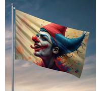 Drapeaux amusants pour chambre gars art clown coloré : un drapeau portrait vif décoration de salle de bain drôle accessoires mancave hommes (152 x 244 cm)