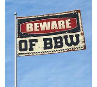 Drapeaux amusants pour dortoir Beware Of BBW, piscine, décoration de bar (60 x 90 cm)