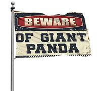 Drapeaux amusants pour dortoir, méfiez-vous du panda géant, décoration amusante pour bar, décoration d'intérieur pour homme (60 x 90 cm)