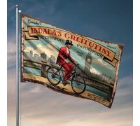 Drapeaux amusants pour dortoir universitaire Canada'S Great Tiny Exposition : un tour victorien à vélo à travers le drapeau pour joueurs, accessoires Tiki Bar pour terrasse extérieure (30 x 45 cm)