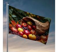 Drapeaux amusants pour dortoir universitaire Une corne d'abondance remplie de pommes, de raisins et de citrouilles. Drapeau graphique pour chambre d'adolescent et de garçon Décoration de chambre (152