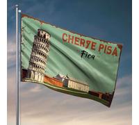 Drapeaux amusants pour dortoir universitaire Visit Pisa, See The Famous Leaning Tower! Drapeau graphique pour chambre d'adolescent et de garçon Décoration de chambre (120 x 180 cm)