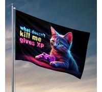 Drapeaux amusants pour dortoirs d'université « What Doesn'T Kill Me Gives XP » - Décoration et accessoires - Drapeaux d'université pour D (152 x 244 cm)