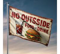 Drapeaux amusants pour dortoirs interdits : pas de nourriture ou de boisson à l'extérieur autorisés ici! Affiches de drapeau pour dortoir universitaire Drapeaux pour l'extérieur (120 x 180 cm)