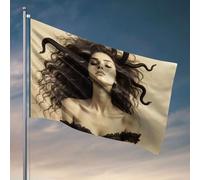 Drapeaux amusants pour femme avec des serpents dans ses cheveux. Drapeau cool pour chambre gars Cadeaux amusants pour patron (60 x 90 cm)