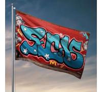 Drapeaux amusants pour filles de dortoir universitaire, art graffiti coloré sur un mur de brique, drapeaux étranges, trucs d'adolescents (152 x 244 cm)