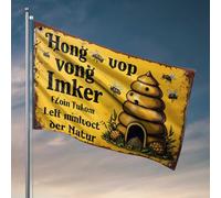 Drapeaux amusants pour gars, abeilles volant autour d'une ruche avec drapeau en nid d'abeille, décoration de chambre de garçon (30 x 45 cm)