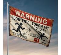 Drapeaux amusants pour gars Avertissement : les outils sont hors limites - Danger Ahead ! Drapeau indépendant décoration de chambre de garçon (60 x 90 cm)