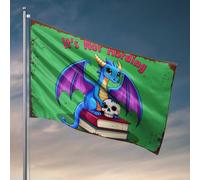 Drapeaux amusants pour gars Dragon bleu avec crâne sur livres : drapeau « It's Not Hoarding » Accessoires de décoration d'intérieur drôle (60 x 90 cm)