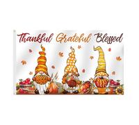 Drapeaux amusants pour le jour de l'Action de grâces pour l'extérieur, 0,9 x 1,5 m, drapeau Thankful Grateful Blessed Automne, bannière d'extérieur avec œillets en laiton pour pelouse, ferme, porche