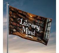 Drapeaux amusants pour les gars, bibliothèque et esprit : un coin tranquille de la connaissance, accessoires de bar, décoration d'intérieur amusante (60 x 90 cm)