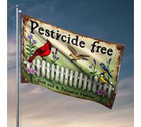 Drapeaux amusants pour les gars : drapeau d'habitat sans pesticides pour oiseaux et pollinisateurs, drapeau de jardin cool (30 x 45 cm)