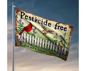 Drapeaux amusants pour les gars : drapeau d'habitat sans pesticides pour oiseaux et pollinisateurs, drapeau de jardin cool (30 x 45 cm)