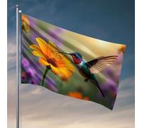 Drapeaux amusants Un colibri se nourrissant d'une fleur d'oranger. Drapeau, décoration de porte de chambre à coucher, drapeaux cool pour chambre gars (152 x 244 cm)