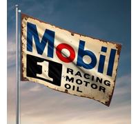 Drapeaux amusants vintage Mobil 1 Racing Motor Oil Sign Flag Cool Posters pour gars College Drapeaux pour dortoir (60 x 90 cm)