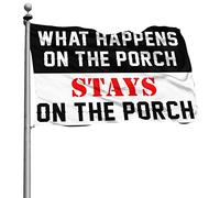 Drapeaux amusants « What Happens On The Porch Stays On The Porche » Drapeau décoratif pour chambre de garçon (30 x 45 cm)