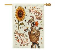 Drapeaux aquarelle d'automne pour maison de chien dogue allemand, 71,1 x 101,6 cm pour extérieur, vélo d'automne, tournesol, drapeaux verticaux standard en lin, cool avant cour imprimée décoration