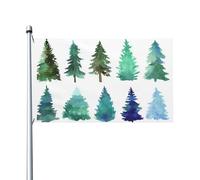 Drapeaux aquarelle de pin vert et bleu, 9,5 x 1,5 m, bannière de vœux avec œillets, décoration d'intérieur et d'extérieur