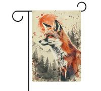 Drapeaux avec feston aquarelle Fox Nature, drapeau double face pour les fêtes, décoration de pelouse extérieure, 12,6 pouces × 18,5 pouces