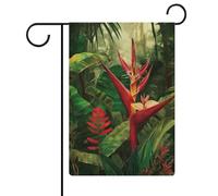 Drapeaux avec oiseaux du paradis de la jungle, drapeaux double face pour décorations de jardin, cour et extérieure pour le jour du mémoire, 12,6 pouces × 18,5 pouces