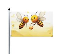 Drapeaux Bee Love Honey pour extérieur 0,9 x 1,5 m, drapeau de jardin saisonnier double face avec œillets, drapeau d'extérieur pour décoration de maison, toile de fond pour photo