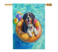 Drapeaux bernois amusants pour maison de chien de montagne - 71,1 x 101,6 cm - Double face pour décoration, bouées de sauvetage, piscine, cour, maison, animaux de compagnie, décoration de jardin pour