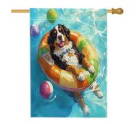 Drapeaux bernois drôles de maison de chien de montagne 71,1 x 101,6 cm double face, bouées de sauvetage, piscine, cour, arrière-cour, drapeaux verticaux pour la maison, drapeaux en toile de jute pour