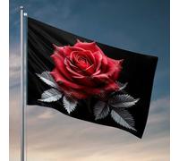Drapeaux bizarres roses rouges avec feuilles argentées pour homme décoration cabe drapeaux drôles pour hommes (60 x 90 cm)