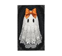 Drapeaux blancs fantaisistes vintage pour Halloween, 9,1 x 1,5 m, bannière de vœux avec œillets, décoration d'intérieur ou d'extérieur