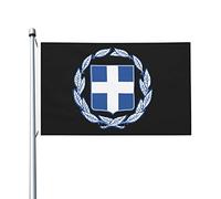 Drapeaux blason de la Grèce, drapeaux décoratifs d'extérieur 0,9 x 1,5 m 100% polyester drapeaux à l'extérieur du drapeau tous temps, la couleur est lumineuse et facile à estomper, séchage rapide.