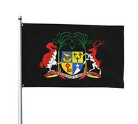 Drapeaux blason de l'île Maurice, drapeaux décoratifs d'extérieur 0,9 x 1,5 m 100% polyester drapeaux à l'extérieur du drapeau tous temps, la couleur est lumineuse et facile à estomper, séchage rapi