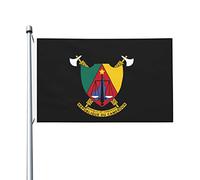 Drapeaux blason du Cameroun, drapeaux décoratifs d'extérieur 0,9 x 1,5 m 100% polyester drapeaux à l'extérieur du drapeau tous temps, la couleur est vive et facile à estomper, séchage rapide.