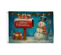 Drapeaux bonhomme de neige pour extérieur, boîte aux lettres de Noël festive, bannière décorative d'extérieur avec œillets décoratifs pour jardin, entrée, maison, terrasse, camping, 6 x 0,9 m