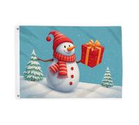 Drapeaux bonhomme de neige pour extérieur, cadeau festif de Noël, écharpe bleue décorative avec œillets pour porche, balcon, terrasse, patio, 0,6 x 0,9 m