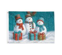 Drapeaux bonhomme de neige pour extérieur, chapeau festif de Noël, écharpe, drapeaux décoratifs d'extérieur avec œillets décoratifs pour balcon, terrasse, jardin, entrée, maison, 0,9 x 1,5 m