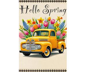 Drapeaux Bonjour, Welcome Au Camion De Fleurs 30X45Cm Drapeau De Bienvenue Imprimé Décoratif Décoration Bannière Pour Anniversaires Fêtes Ferme