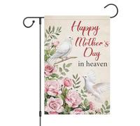 Drapeaux Bonne Fête Des Mères Au Paradis Fleur De Rosesfleur De Colombe Blanche 30X45Cm Drapeaux De Maison Couleurs Éclatantes Résistant Bannières Pour Intérieure Anniversaires Ferme