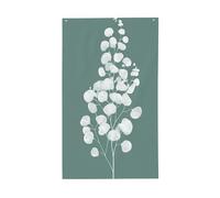 Drapeaux botaniques minimalistes vert sauge branche d'eucalyptus cour maison, bannière de vœux avec œillets, décoration d'intérieur et d'extérieur