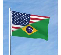 Drapeaux Brésil Vintage Et Amérique Brésilienne Bannière Décoratif Double Face Drapeau De Cour Pour Chambres Dortoirs Événement 152X90Cm